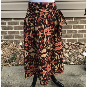 Jones New York Womens Size 6P Ethnic Print Cotton Skirt Orange Brown Tan